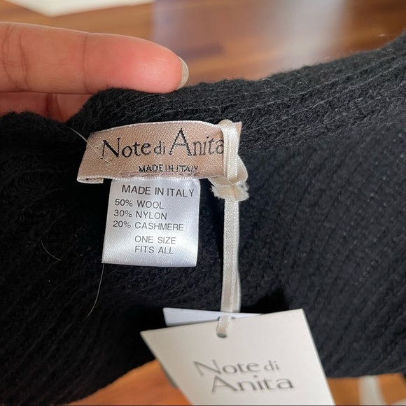 Note di Anita Black Wool/Cashmere Blend Winter‎ Scarf  New With Tag - Picture 7 of 10